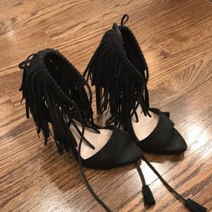 Black fringe Zara heels.